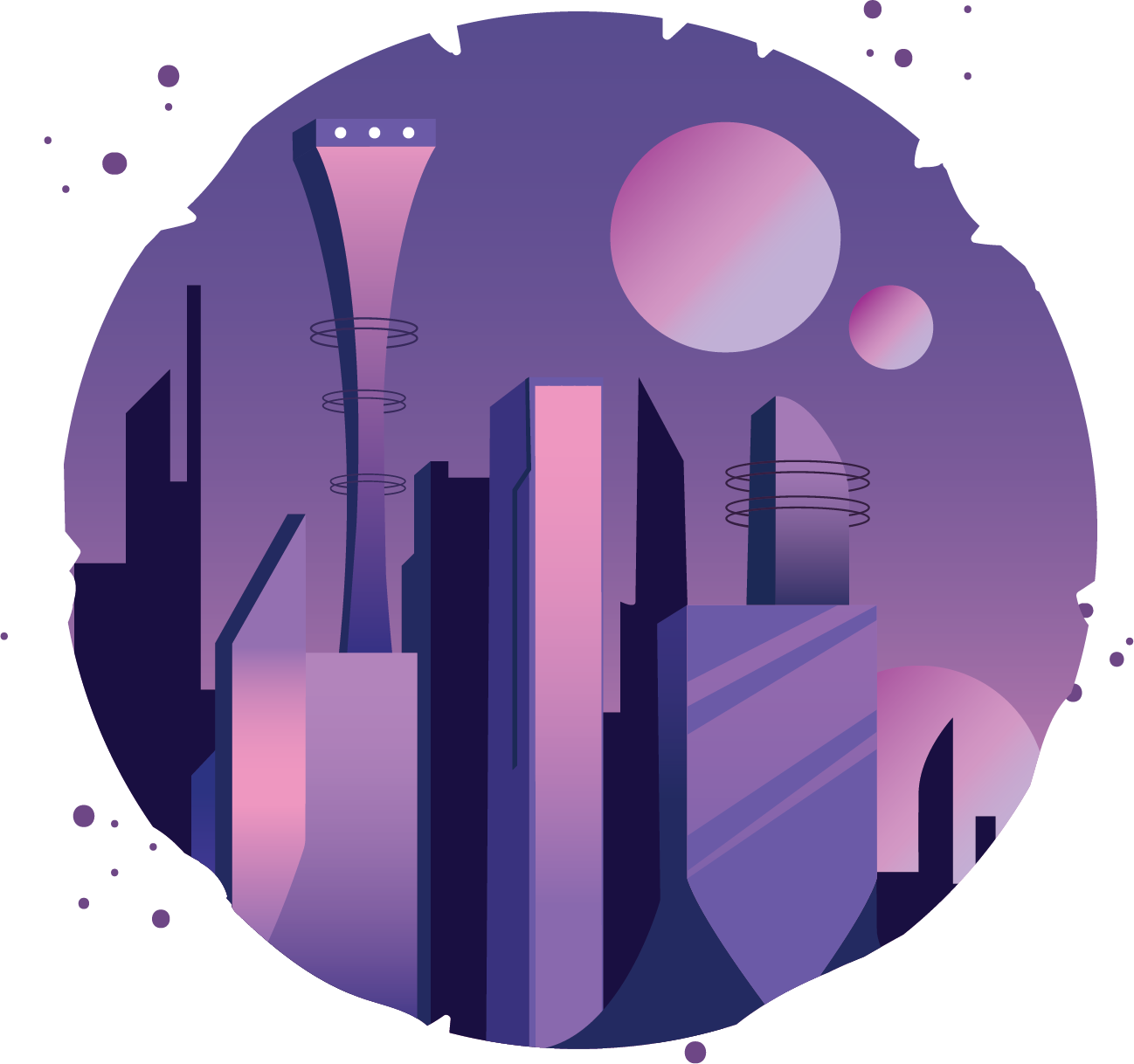 futuristic city icon